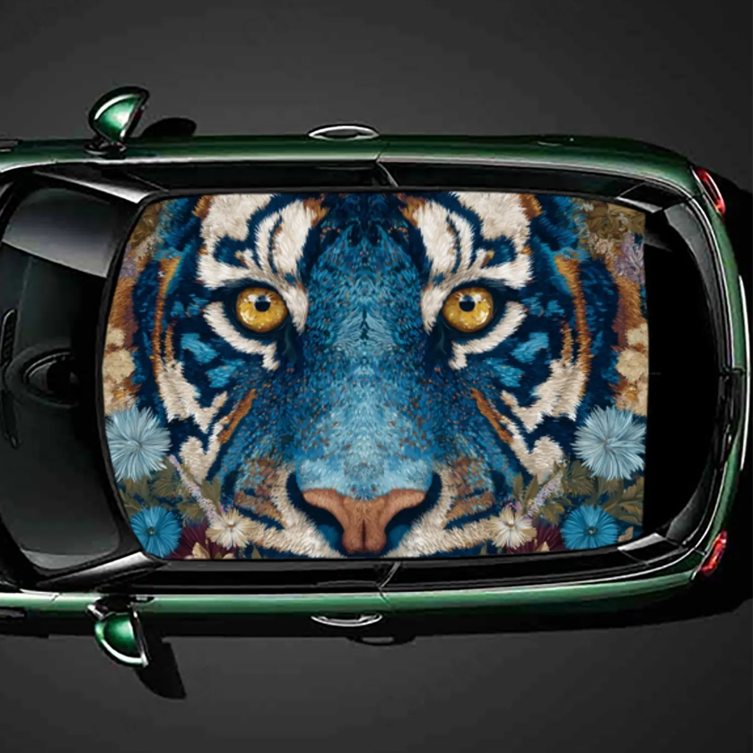 

Exquisite Artistic Tiger Car Roof Vinyl Wraps Sticker, Auto Decal, Artistic Vehicle Decoration, Self-adhesive Waterproof Car Ext