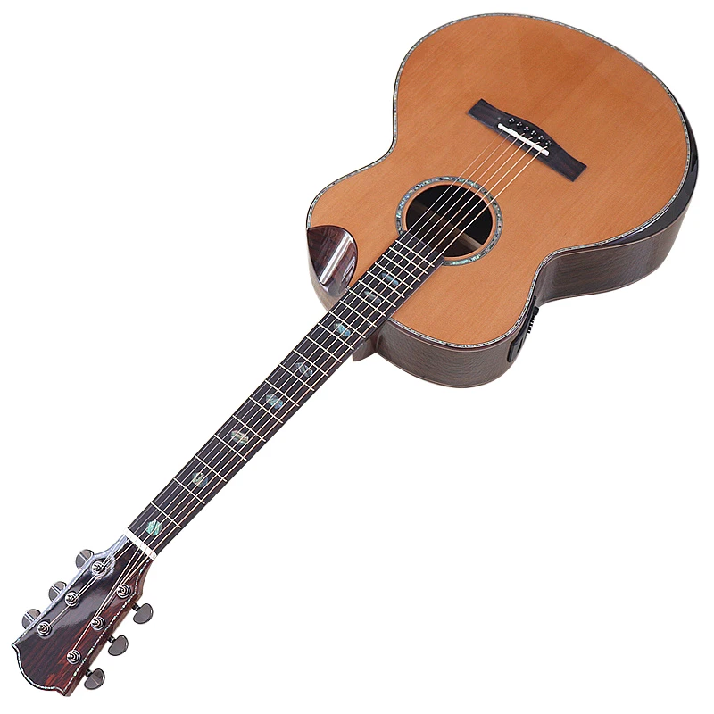 Professional 40inch Acoustic Guitar Electric 6 String High Grade Folk Guitar Solid Red Cedar Wood Top With Radian Corner