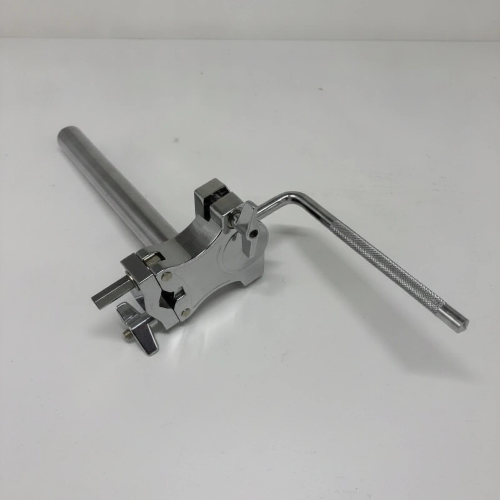 Tom Holder with L-Rod Adjustable Tom Stand Clamp Drum Set Extension Mount Clamp Universal Percussion Accessory Knurled