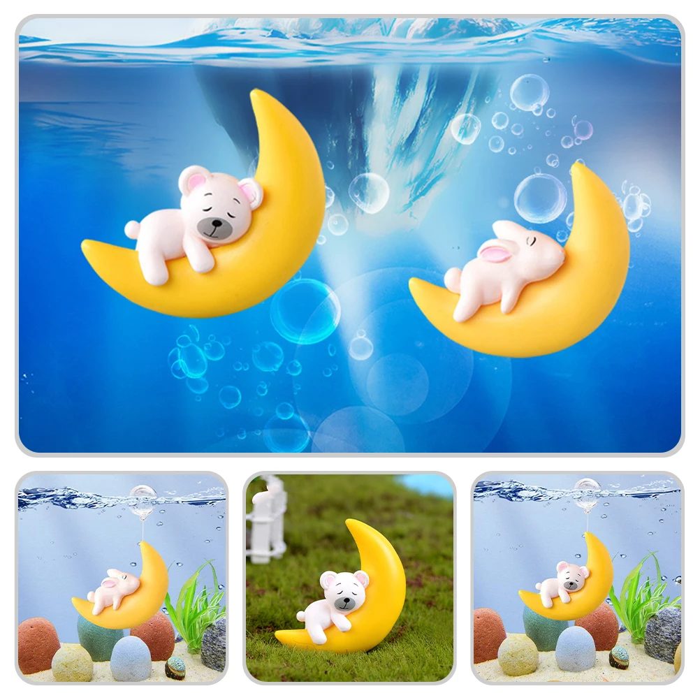 

2pcs Moon Crafts nament Decor Aquarium Tank Floating Crafts Statue Fish Tank Supplies Resin Design Kitchen Facilities