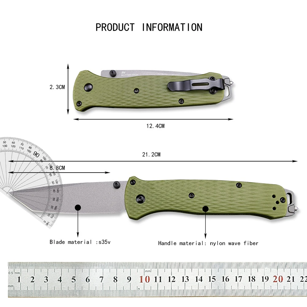 Outdoor Bailout 537 Folding Knife S35V Blade Nylon Glass Fiber Handle Camping Self Defense Knives Pocket Tactical EDC Tool