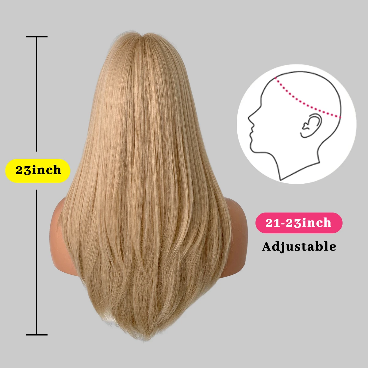 Syntetyczne blond peruki z grzywką dla kobiety długie włosy typu Body Wave Cosplay Lolita Party naturalne peruki termoodporne z włókna codzienne włosy