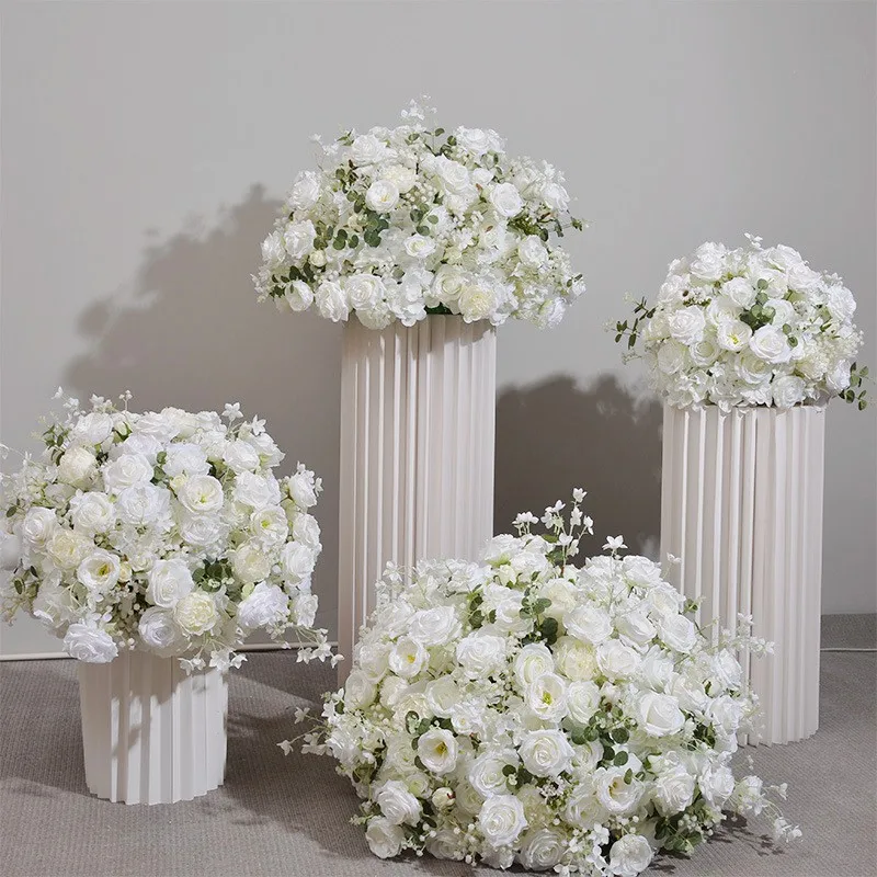 

Customized Rose Hydrange Aritificial Flower Ball Road Leading White Silk Flower Ball Wedding Decoration Table Centrepiece Deocr