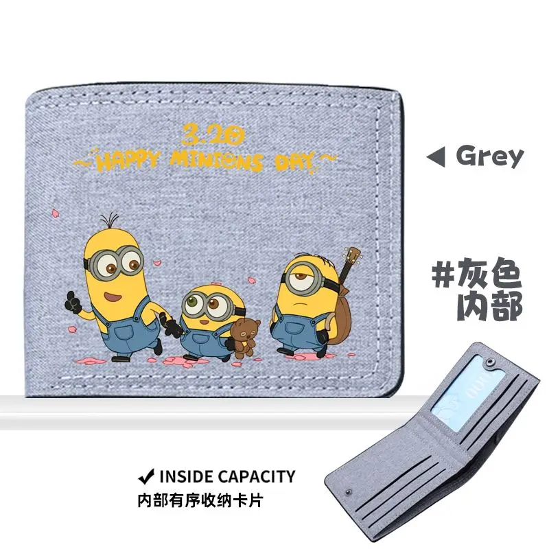 Minions Cartoon Cute Despicable Me Tri-fold Wallet Creative Kawaii Thin Canvas Card Bag Personalized Student Coin Purse Gift