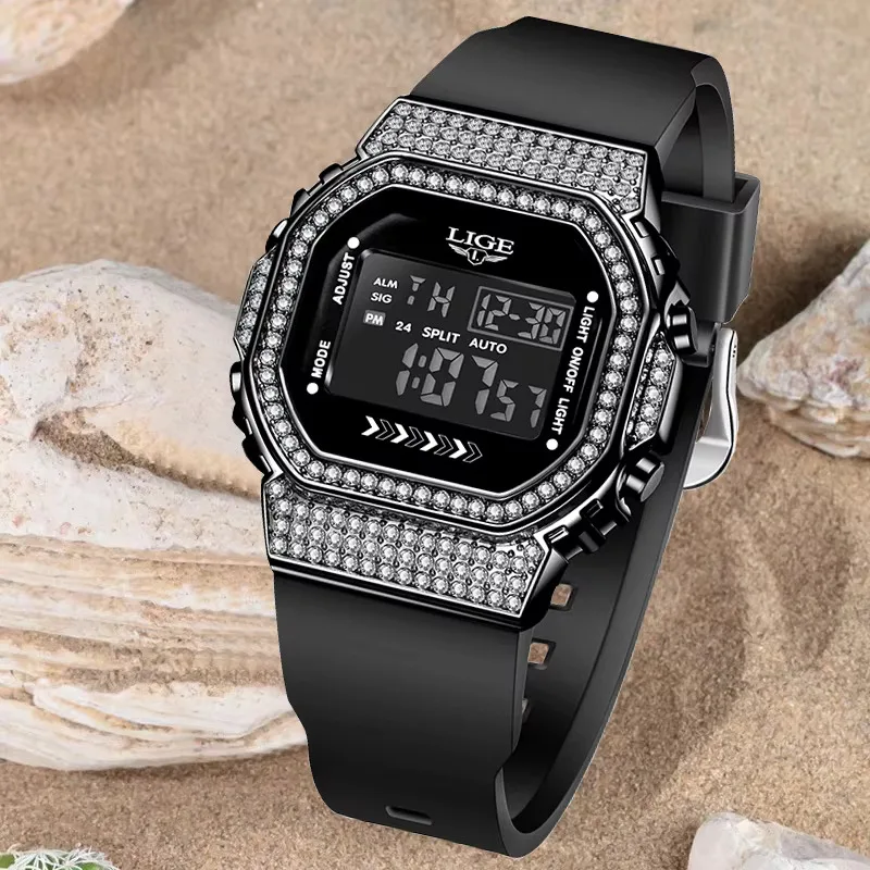 LIGE Orologio da uomo digitale da esterno in silicone semplice casual sportivo impermeabile allarme luminoso data automatica orologi elettronici per regali da uomo