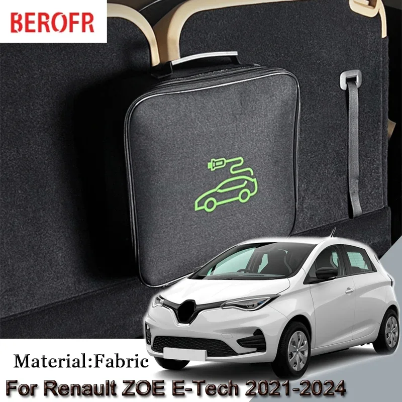 

Сумка для хранения автомобильного зарядного кабеля EV для Renault ZOE E-Tech 2021-2023 2024, вилки для зарядного устройства, розетки, водонепроницаемые, огнезащитные