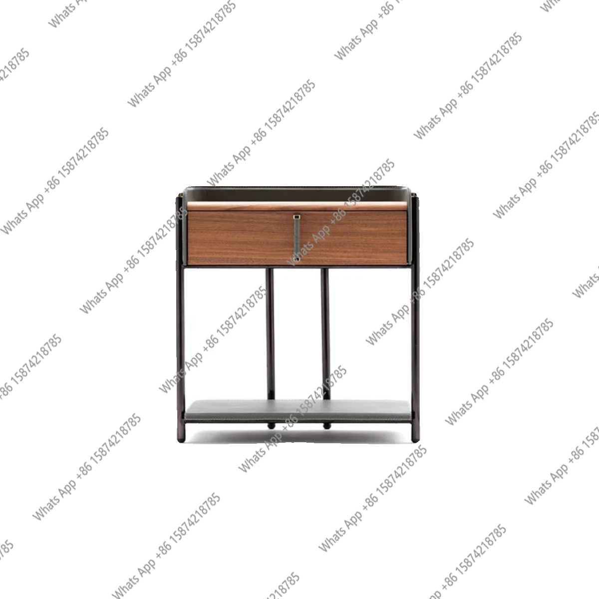 MS MX Saddle Leather Bedside Tables Italian Minimalist Luxury Upscale Square Villa Bedside Lockers Bedroom Furniture