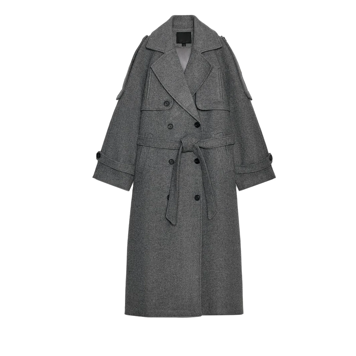 Cappotto invernale da donna nuovo casual con colletto lungo Sve con cintura doppio petto in fibra di poliestere 00% capispalla Faion