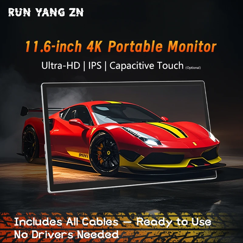11.6 Inch 4K Portable Monitor Mini HDMI HD Screen for Laptop Gaming Work from Home Plug and Play No Driver with Speakers