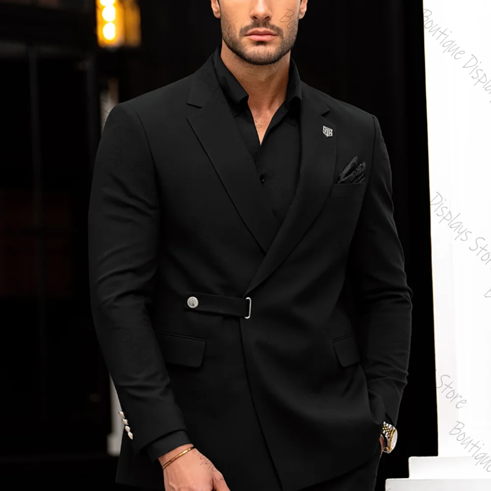 

Handsome Black Single Button Men Suit Two Pieces(Jacket+Pants) Outfits Casual Party Prom Wedding Set