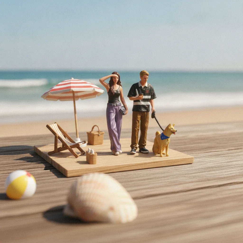 Miniature Scene Model Realistic Colors Painted Figurine Scene Dog Stroller Figurine Set Clothing Folds Display Piece Collectible
