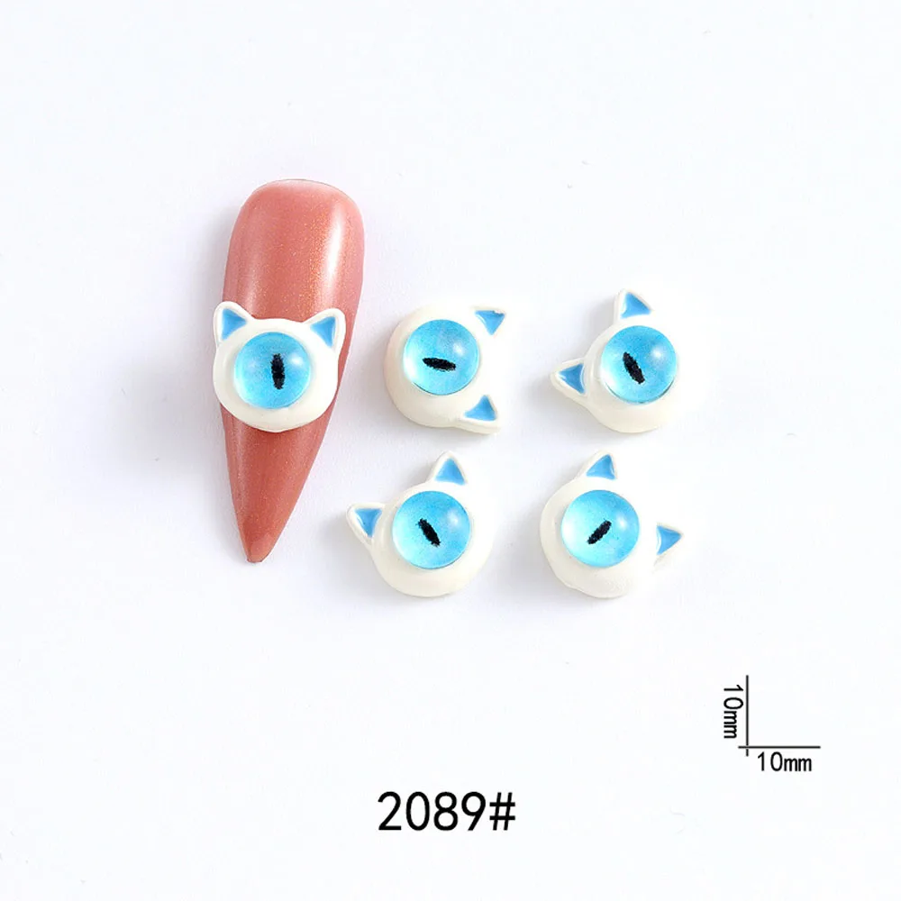 10Pcs/lot Dopamine Devil Eyes Nail Charms Evil Cartoon Cat Pupil Monster Decoration Halloween Christmas Alloy Nail Art Jewelry