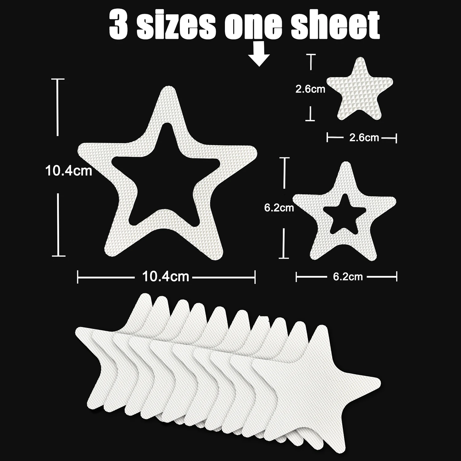 10PCS White Five-pointed star Non Slip Bathtub Stickers