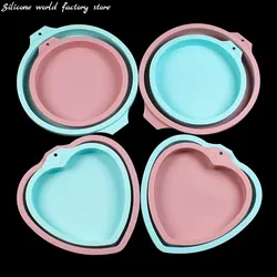 Silicone World 6/8 Inch Silicone Cake Molds DIY Mousse Rainbow Layered Cake Mold Round Heart Shaped Baking Tray Baking Tools