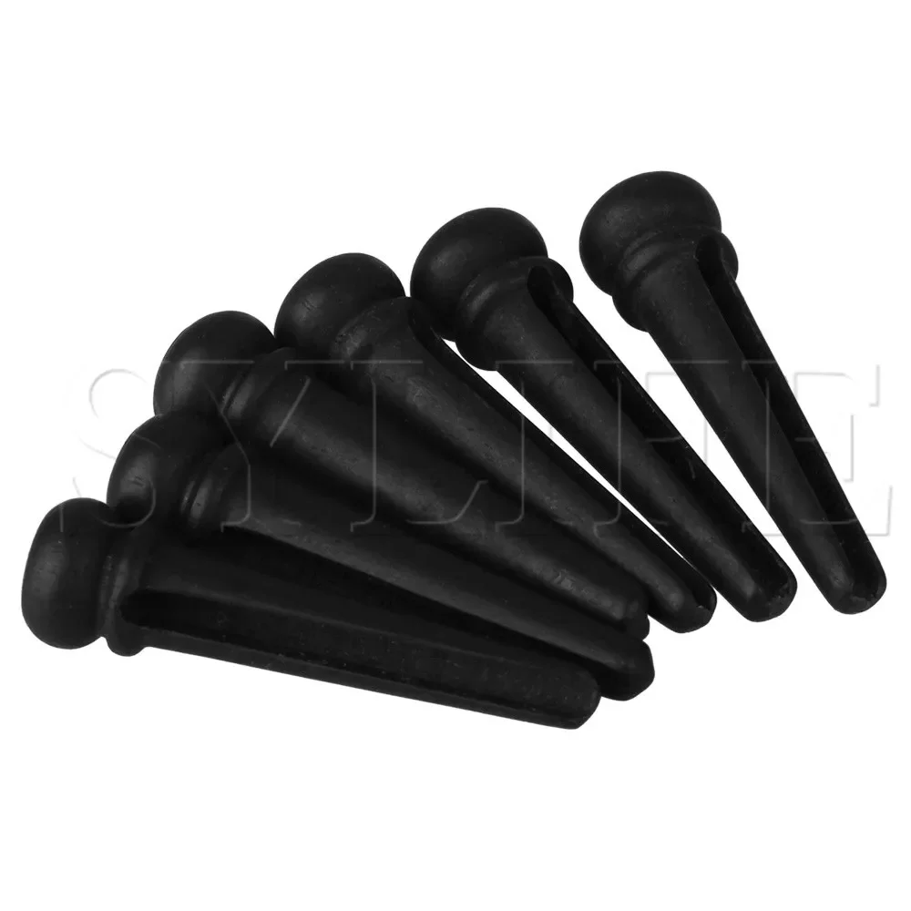 6 x White Dot Acoustic Guitar Ebony Bridge End Pin Nut 5.33mm Bayonet Black