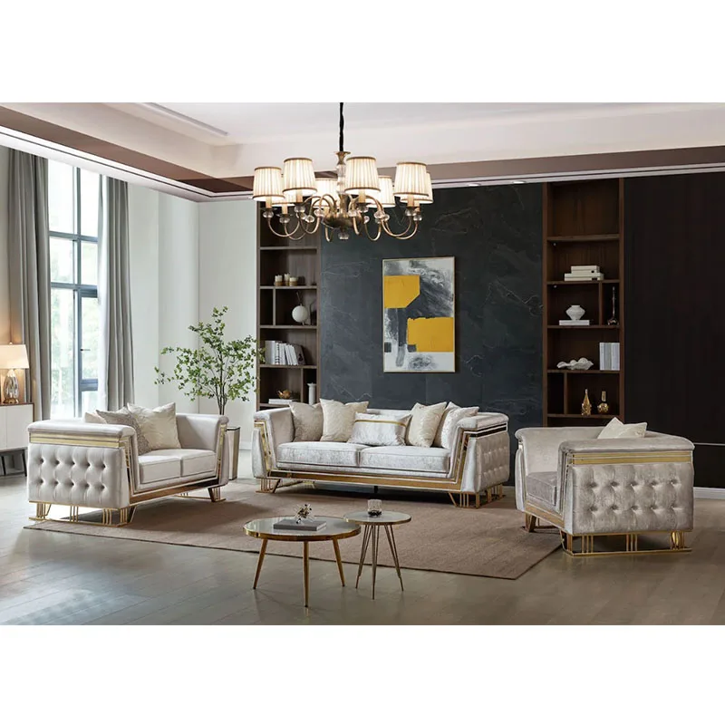 # Hot Selling Manufacturer Luxury Design Tufted Sectional Sofa Sets Fabric Home Furniture Living Room Apartment Hotel