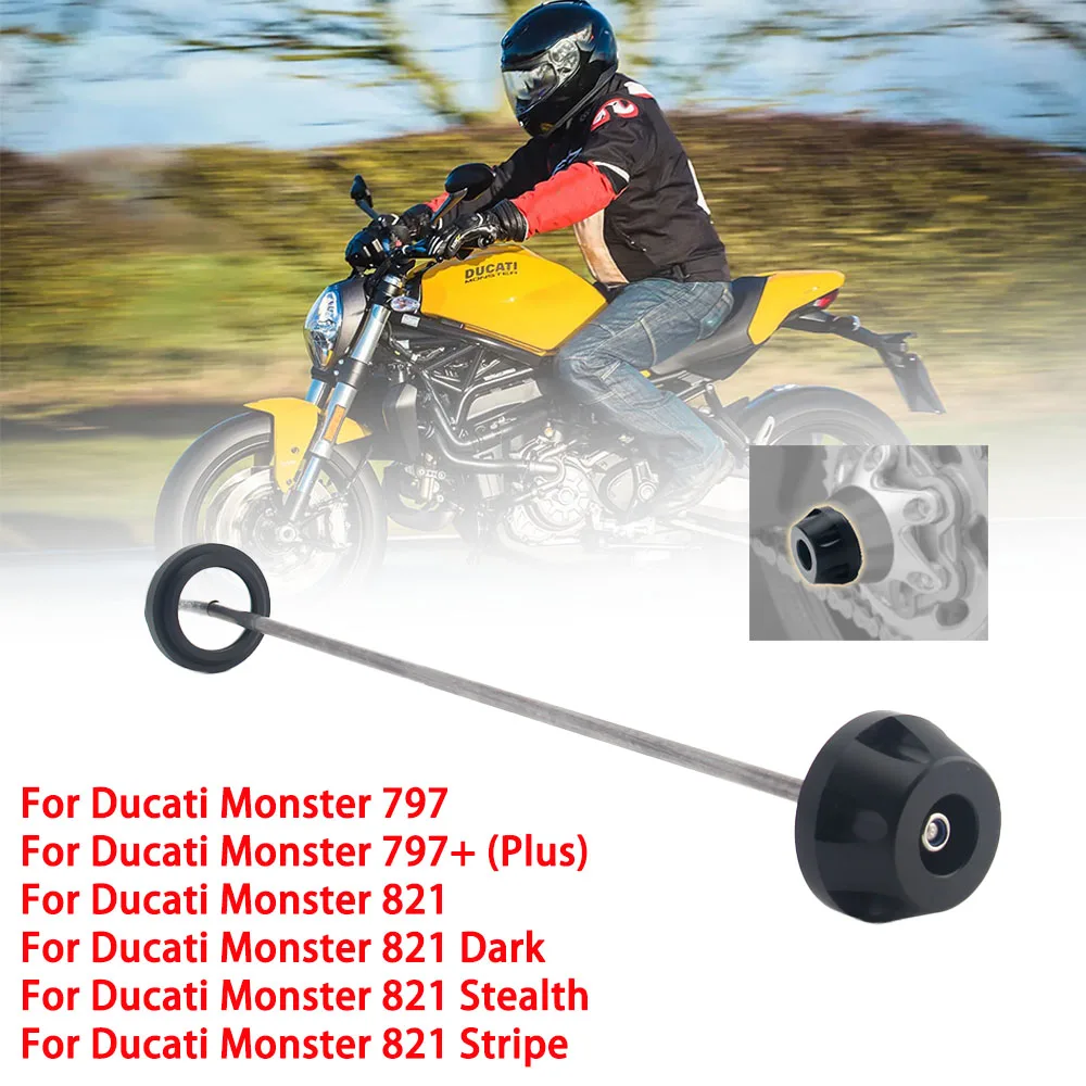 

For Ducati Monster 797/+ (Plus) Monster 821 Dark / Stealth / Stripe 2016+ Motorcycle Rear Axle Fork Wheel Protector Crash Slider