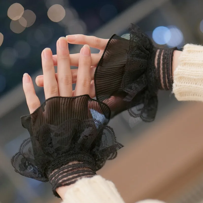 1 ペア取り外し可能な偽袖春秋ワイルドセーター装飾袖レースフリル肘袖カフユニバーサル偽カフ