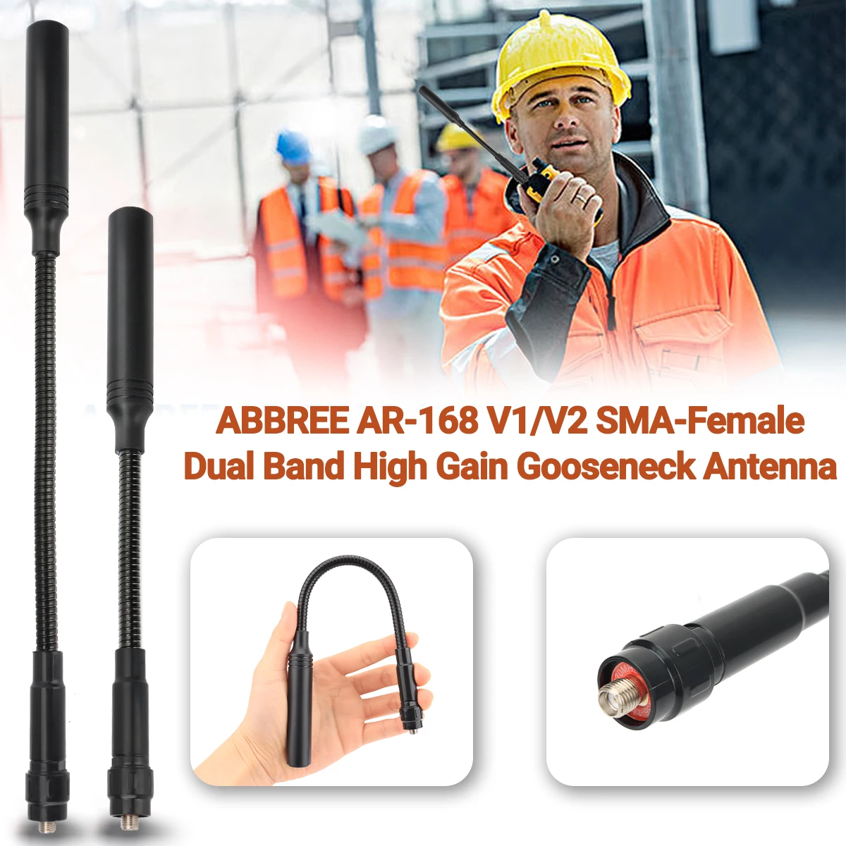 AR-168 Goosenecek Tactical Antenna Dual Band SMA-Female For Quansheng UV K5 K5(8) K6 Baofeng UV-5R BF-888S UV 5RH 21 17 Pro K61