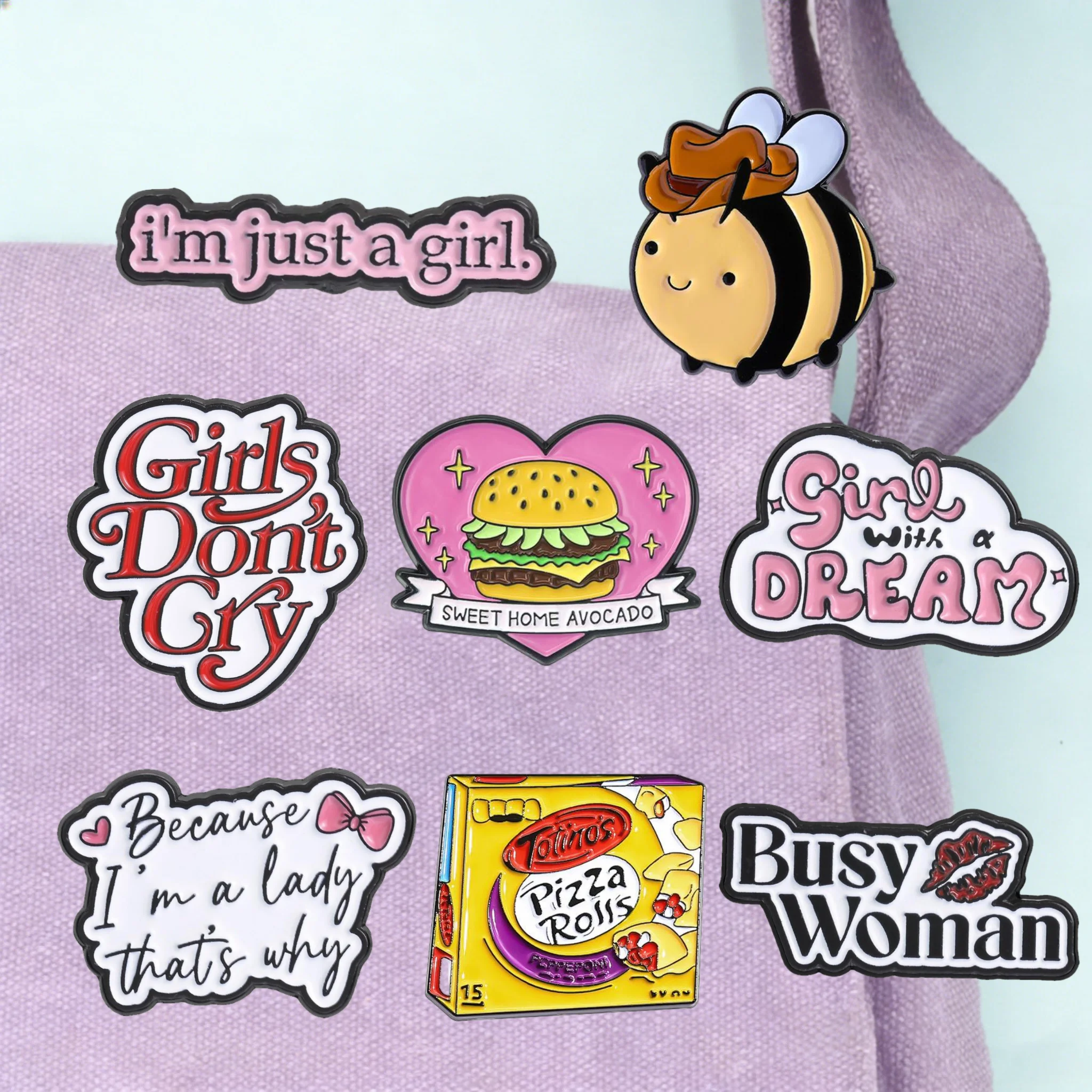 Busy Woman Girl Power Enamel Pin Girls Don’t Cry Independent Quotations Metal Brooch Backpack Accessory Badge Present Wholesale