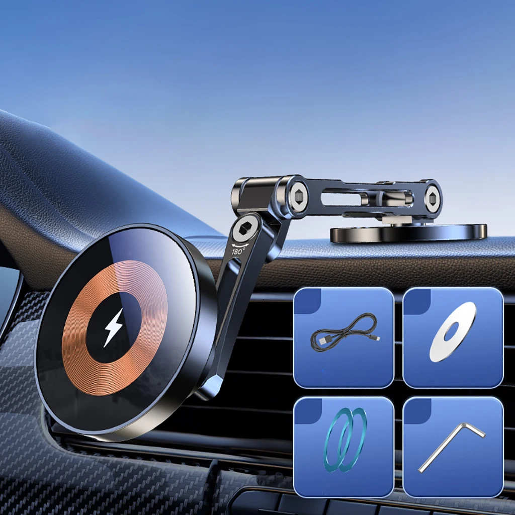 

Магнитная Автомобильная Беспроводная подставка для зарядного устройства Автомобильное Крепление быстрая зарядная станция держатель для телефона кронштейн поддержка для iPhone 15 14 13 12 Pro Max