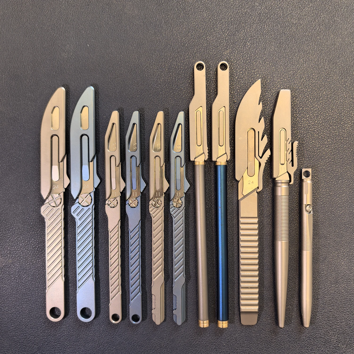 11Styles Titanium Alloy Utility Knife Pedicure Paper Knife Can Replace NO11/24 Blade EDC Portable Carving Knife Unpacking Tool