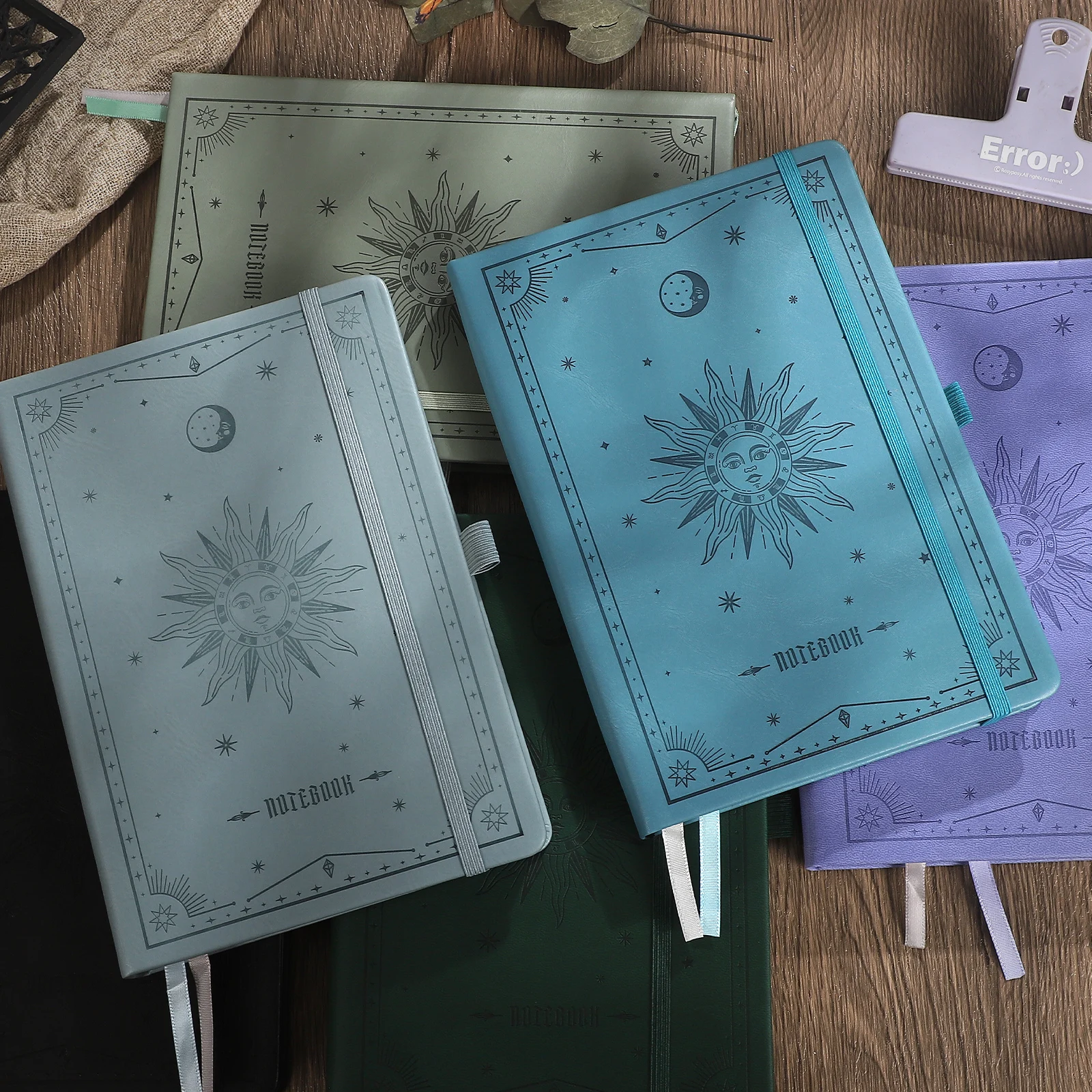 A5 Vintage Sun Pattern Cover Blank Inner Pages Notebook Creative DIY Journal Material Collage Student Supplies Stationery
