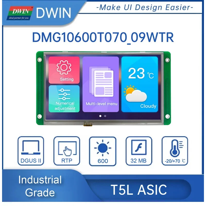 DWIN 7-дюймовый 1024x600 TFT ЖК-дисплей HMI модуль IPS емкостный резистивный сенсорный экран для Arduino DMG10600T070_09W