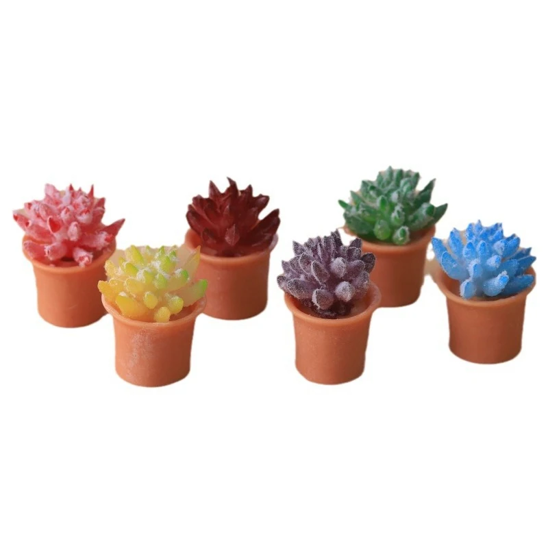 Cute Colorful Succulent Potted Cactus Simulation Green Plant Micro Landscape Decoration Creative DIY Handmade Jewelry