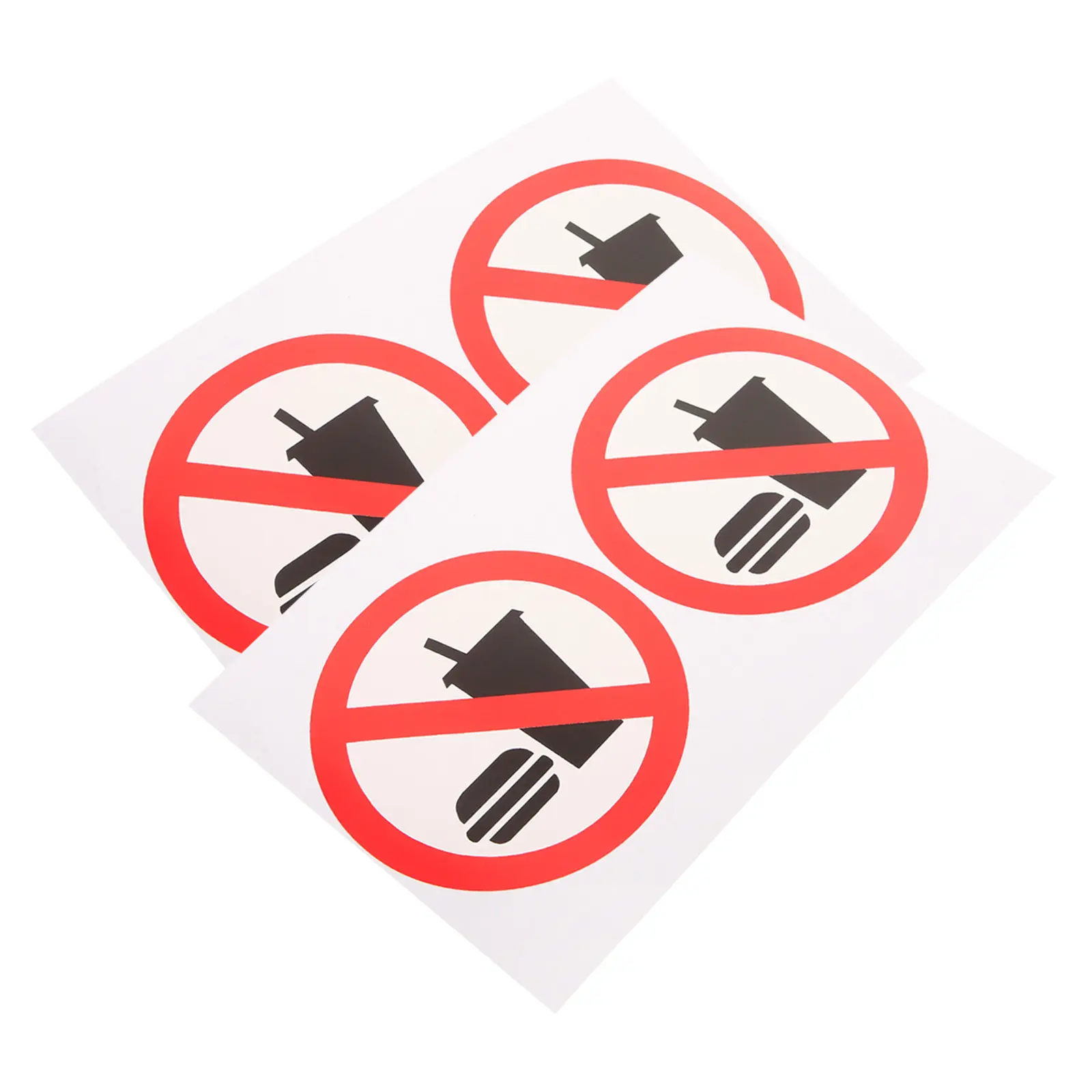 4Pcs No Food Or Drink Sticker Permitted Sign Self Adhesive Wall Door Modern Design Shop Restaurant Cafe Warning