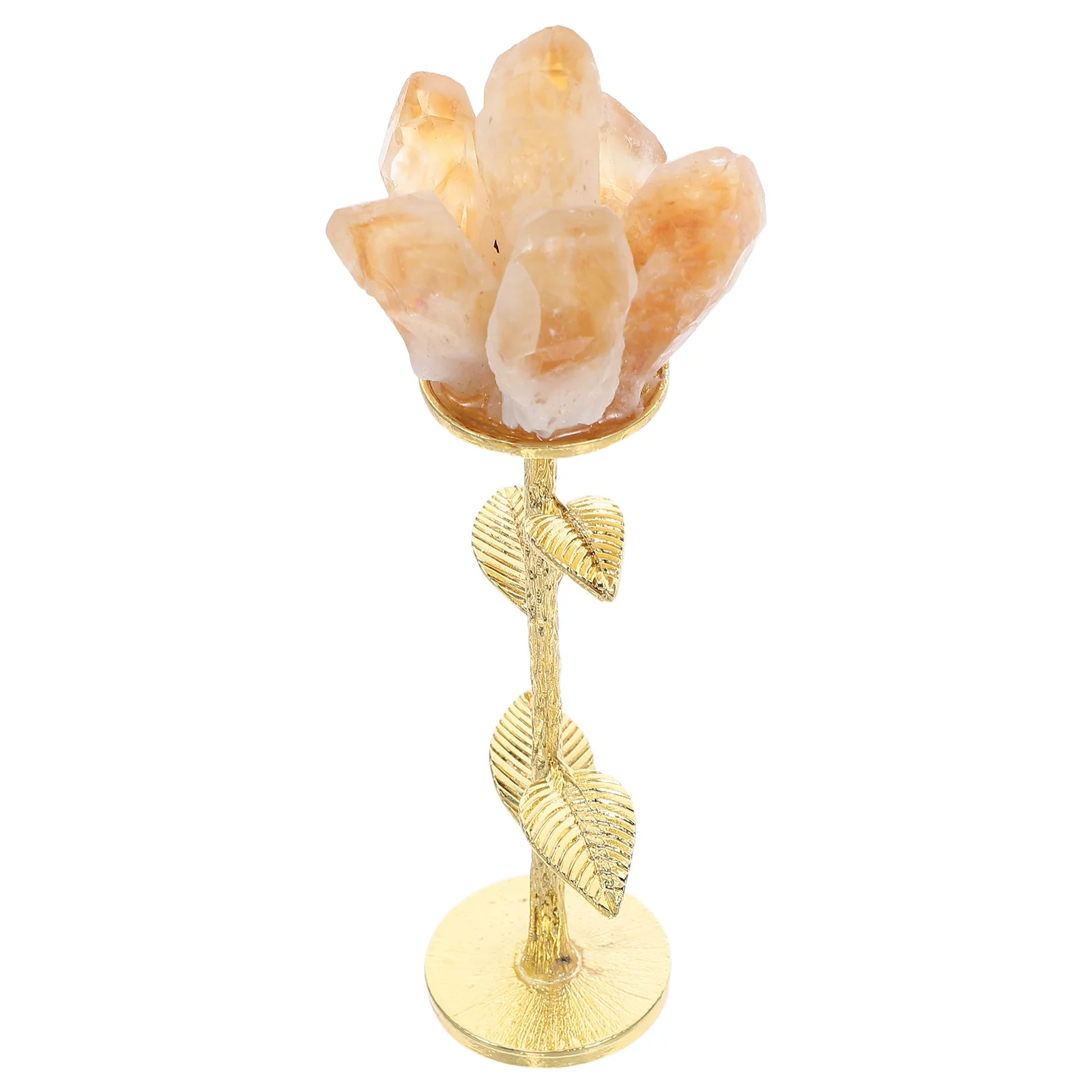 

Crystal Flower Ornament Single Metal Stem Citrine Quartz Elegant Crystal Rose Wedding Aisle Decoration Flowers for Decoration
