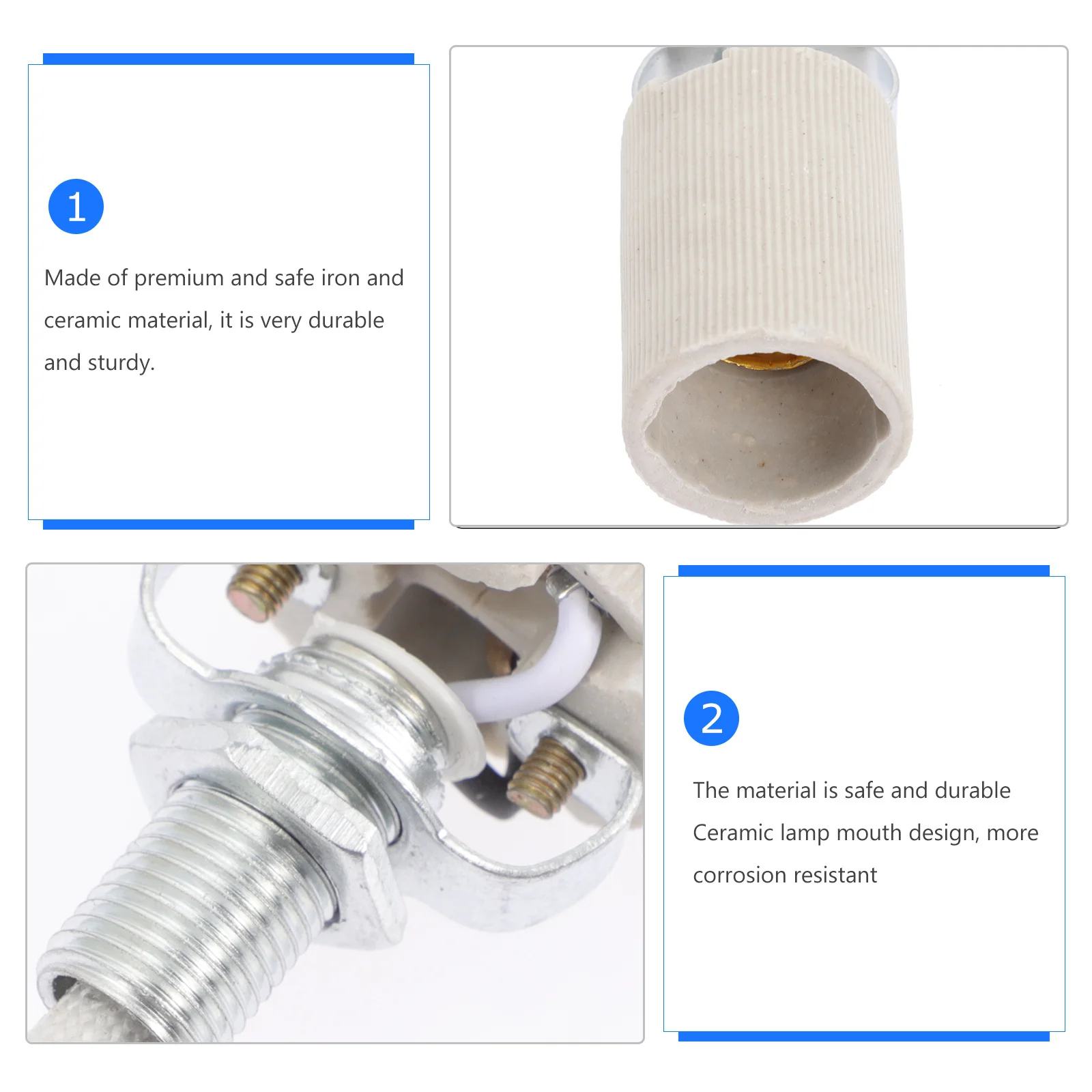

4Pcs E14 Thread Lamp Holder Ceramic Base Metal Socket High Temperature Resistant for Pendant Ceiling Light Applications