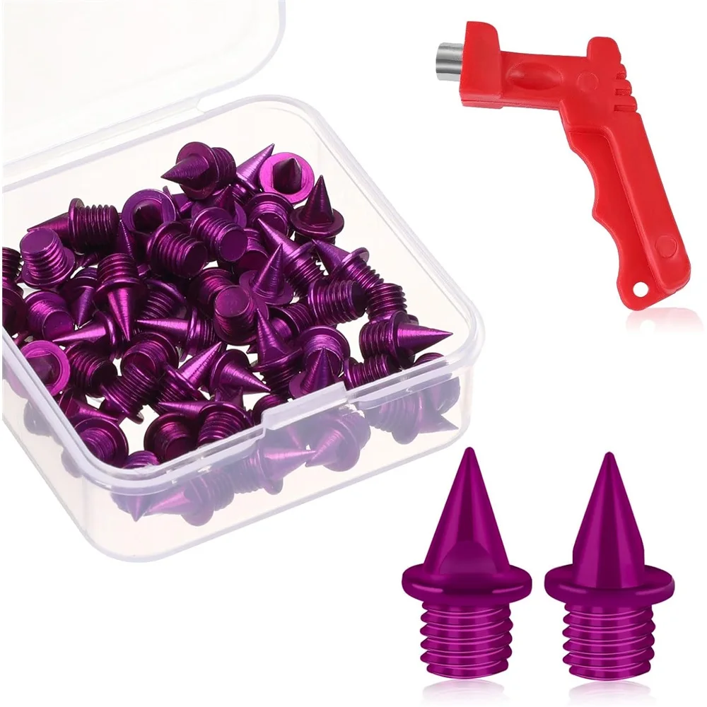 

60 шт. 1/4-дюймовые гусеничные шипы из углеродистой стали, углеродные шипы с грузом зажигалки с шиповым ключом для гусеничной обуви, полевого спринта