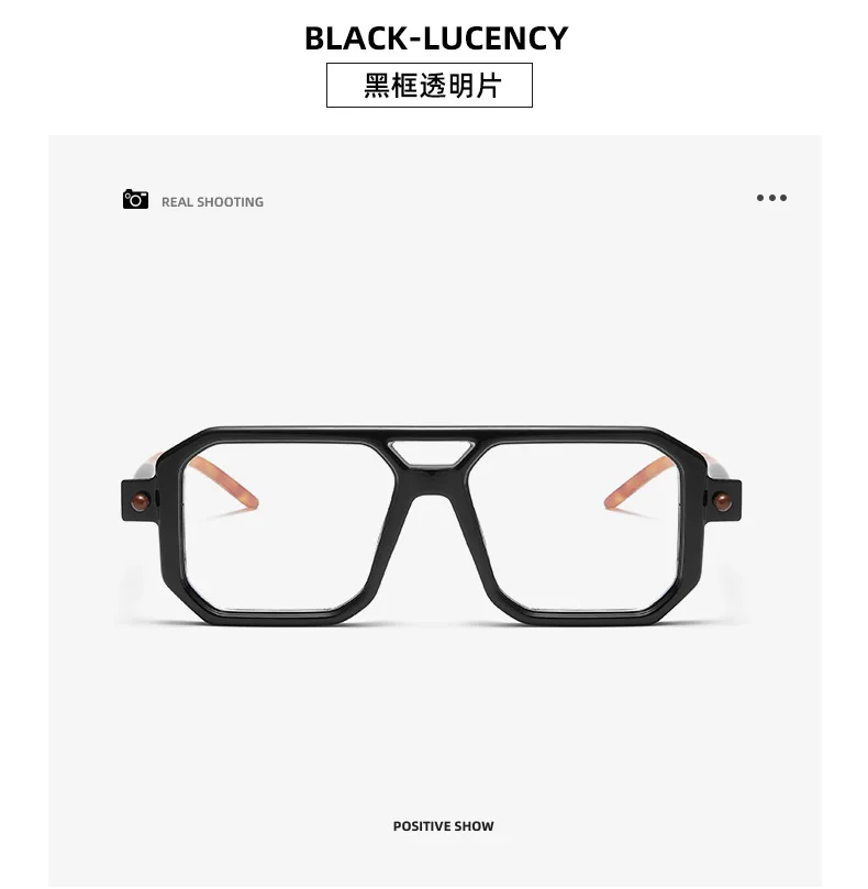 Neue modische quadratische Sonnenbrille für Damen und Herren, Vintage-Markendesigner, Punk-Sonnenbrille, klare Gläser, Spiegelbrille – Detail 32