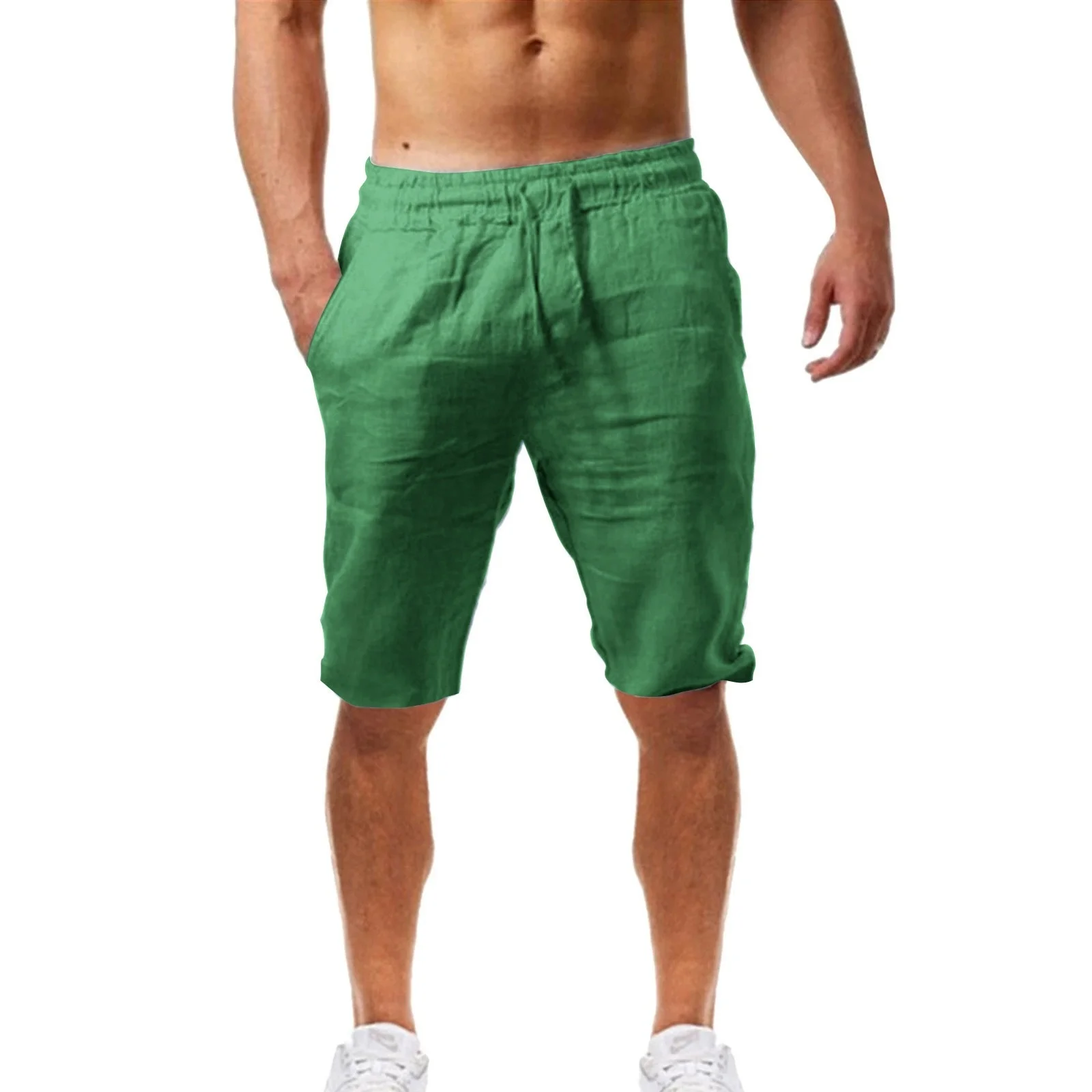 2026 Zomer Heren Shorts Katoen Linnen Casual Bermuda's Heren Klassieke Ademend korte broeken Effen Kleur Kleding Strandshorts Mannen