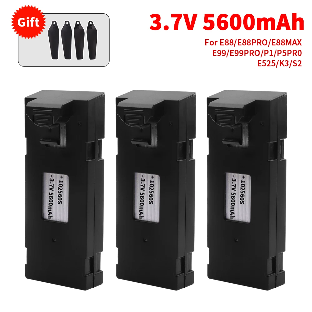 Upgrade 3.7V 5600mAh Battery Accessory For E88 E88 PRO E99 PRO E525PRO P1 S2  Mini Uav Drone Battery 4K Drone Spare Part Battery