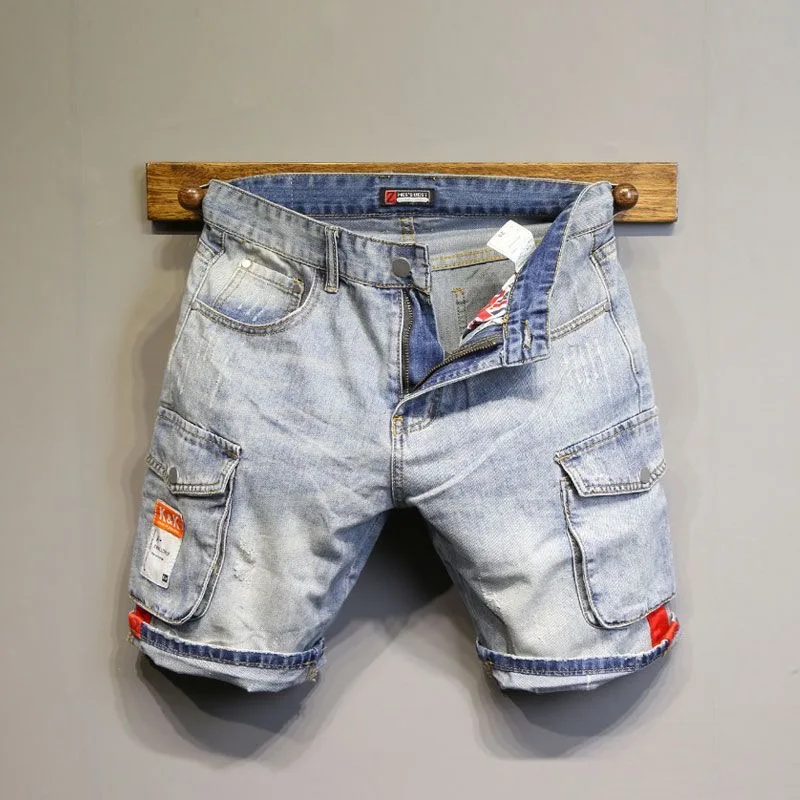 

Summer New Fashion Trend American Retro Workwear Denim Shorts Men's Casual Loose Straight Sports High-Quality Shorts 28-36