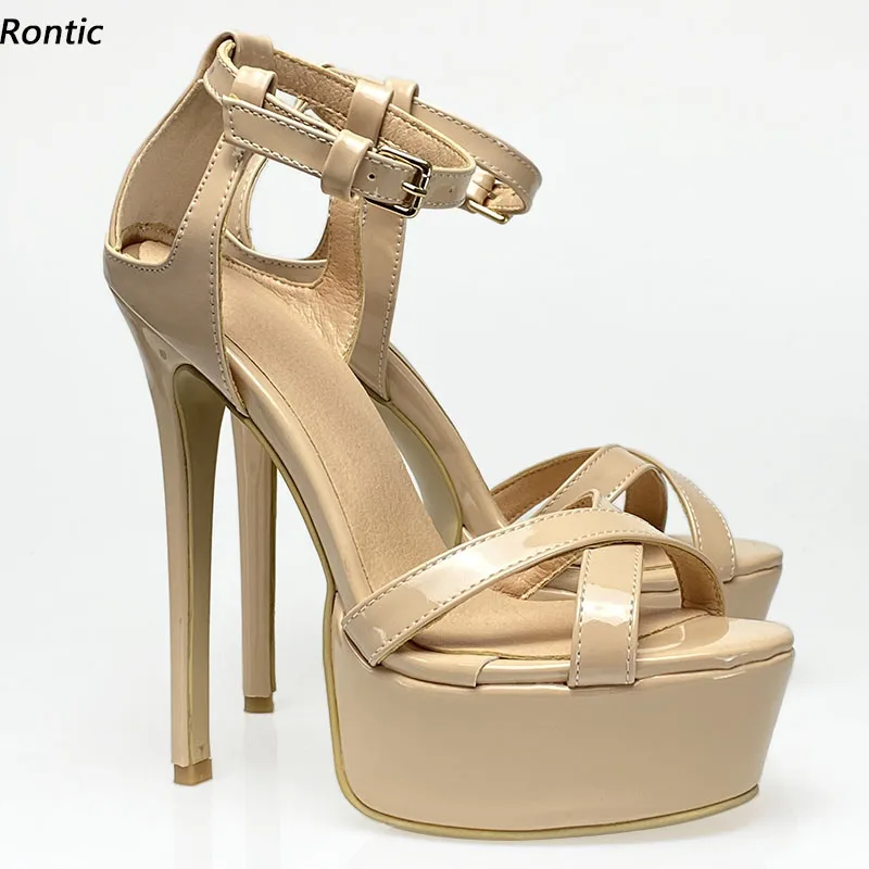 

Rontic/Новое поступление, женские сандалии на платформе, пикантные туфли на шпильке с открытым носком, великолепная обувь телесного цвета для вечеринок, размер 34, 45, 47 52