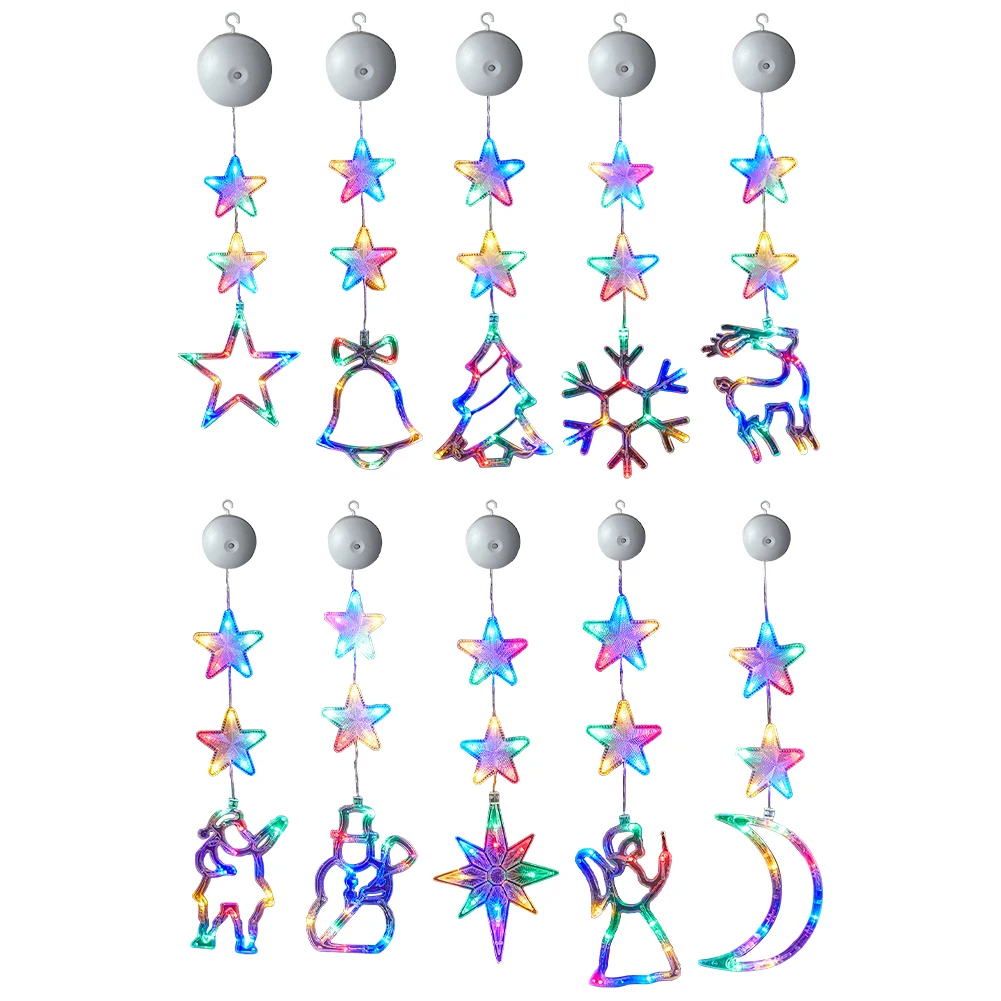 1/3 pièces lampe à ventouse LED de noël multicolore éclairer suspendu décoration de noël à piles pour décor de cheminée d'arbre de noël
