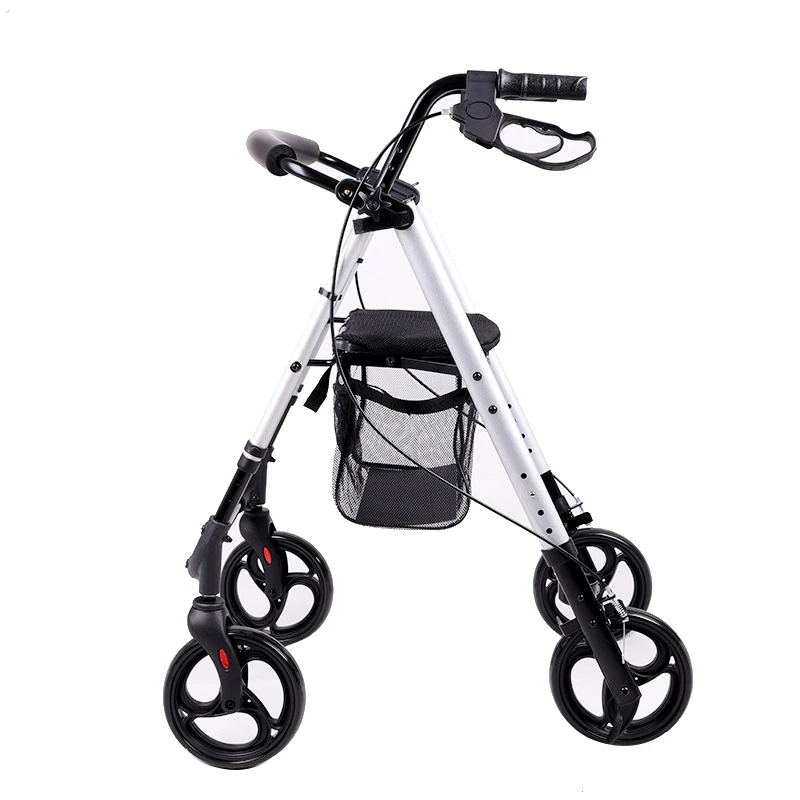 Adjustable Elderly trolley aluminum walker four-wheel walker foldable walker with wheels grocery shopping wheelchair