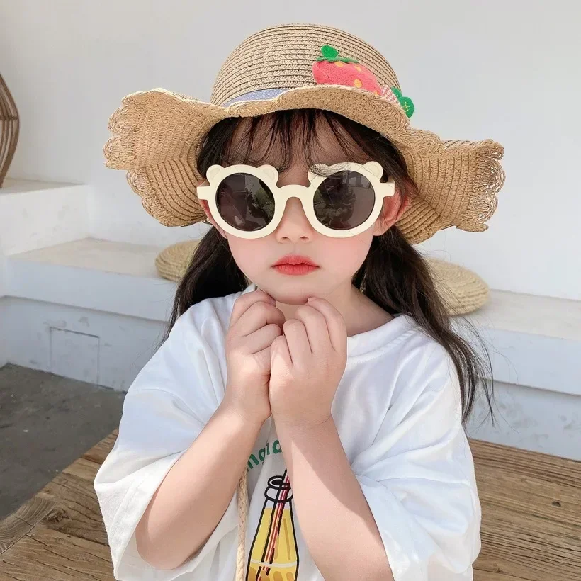 INS Lovely Kids Sunglasses Bear Shape Frame Girls Children Sun Glasses Round Street Beat Baby Boy Eyeglasses Cute Shade