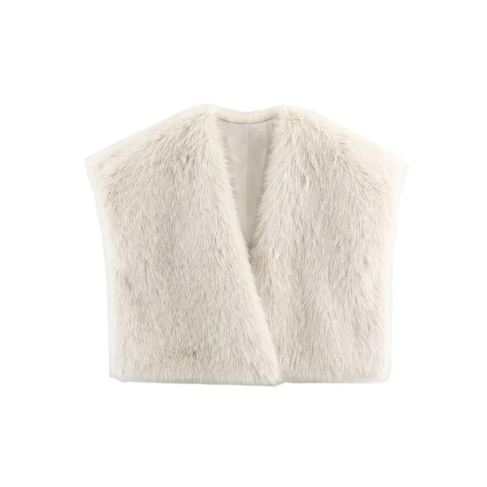 

Autumn and winter new women's fashion faux fur effect short vest