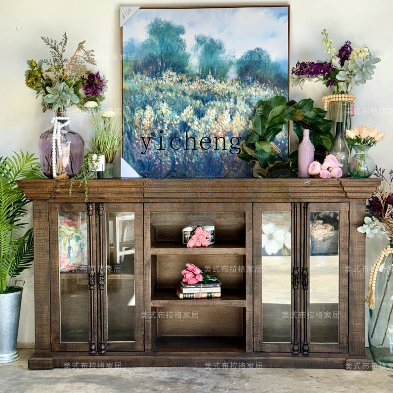 

LSL American Retro Solid Wood Living Room Small Apartment Audiovisual Cabinet Storage Cabinet French Country Floor-standing