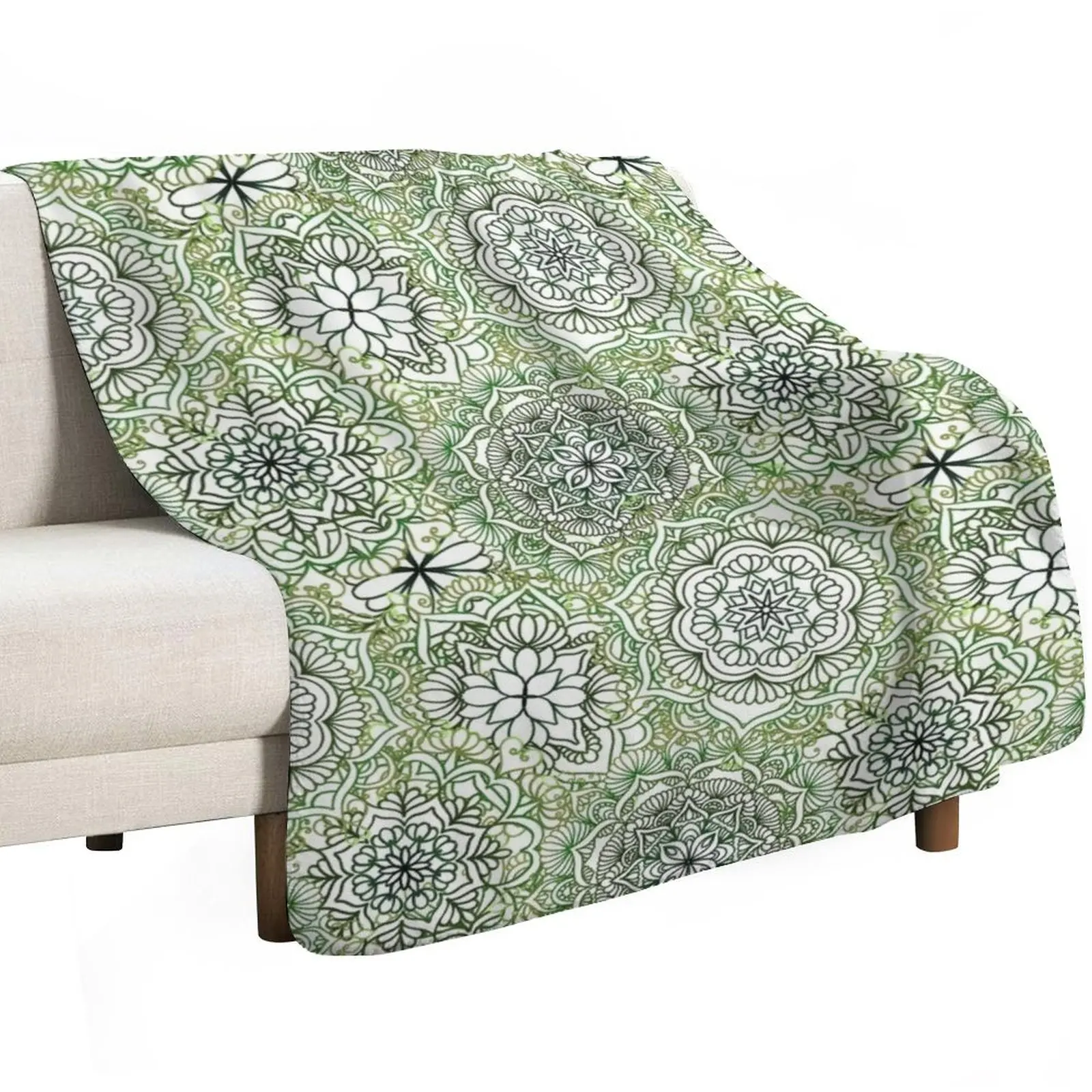 

Olive Green Happy Mandalas Throw Blanket Sleeping Bag Bed covers wednesday For Sofa Thin Blankets