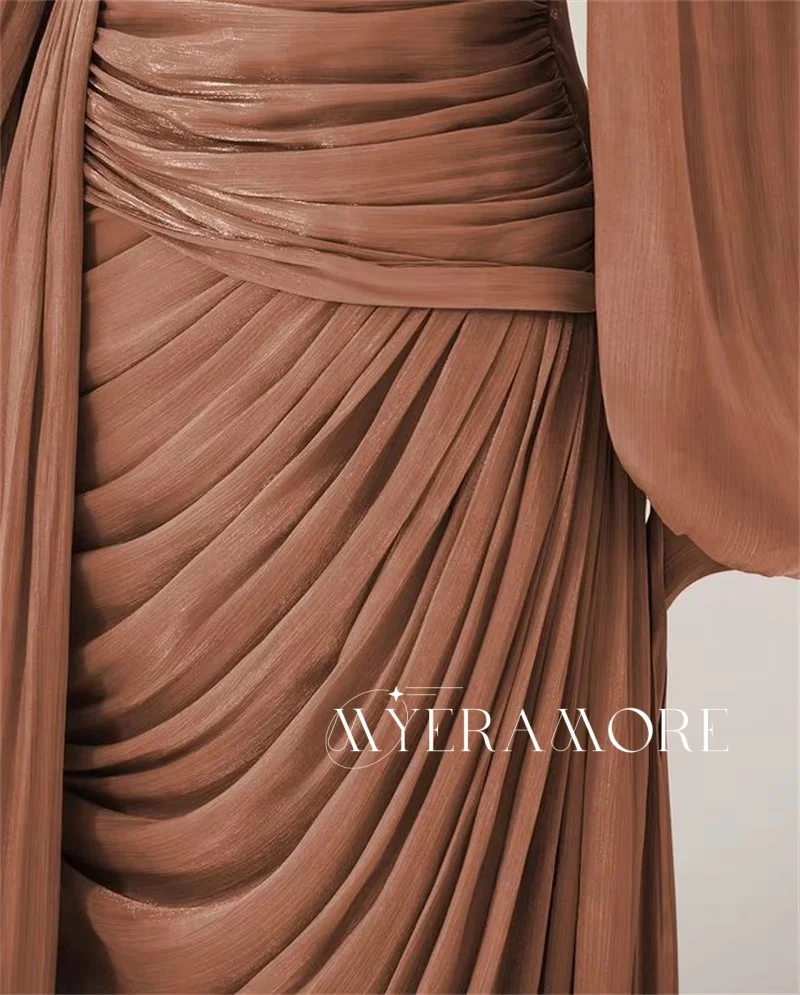 فساتين سهرة متواضعة من التول حورية البحر طيات فستان حفلة موسيقية بأكمام طويلة لحفلات الزفاف فستان صيفي مخصص #2