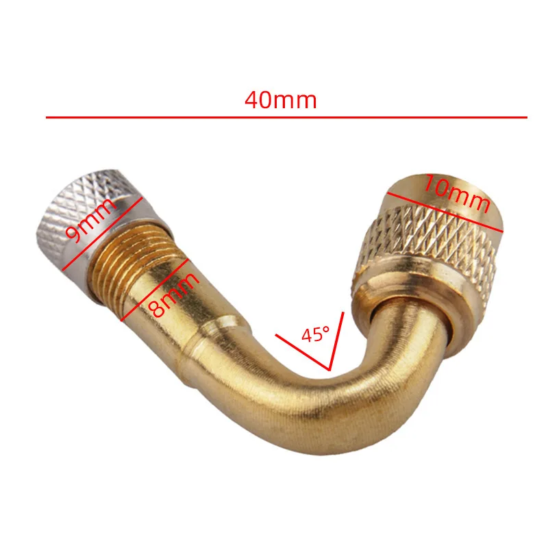 2pcs 45/90/135 Degree Angle Brass Auto Air Tyre Valve Extender Auto Motorcycle Valve Adaptor Tyre Inflatable Tube Extension