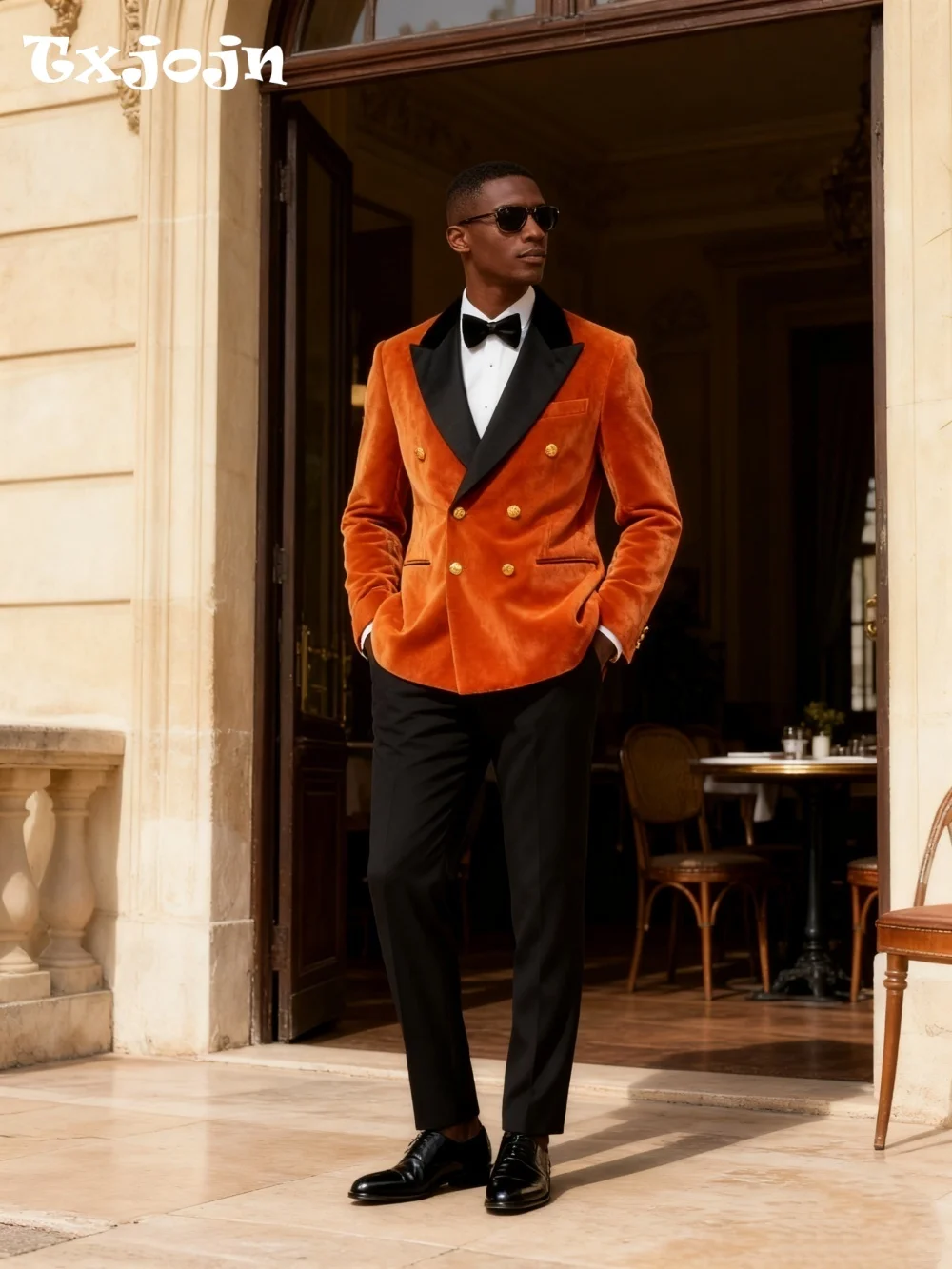 

Exquisite Velvet Men's Suit Set For Wedding Graduation Business 2026 2PCS Handsome Notched Lapel Smoking Suit Customized