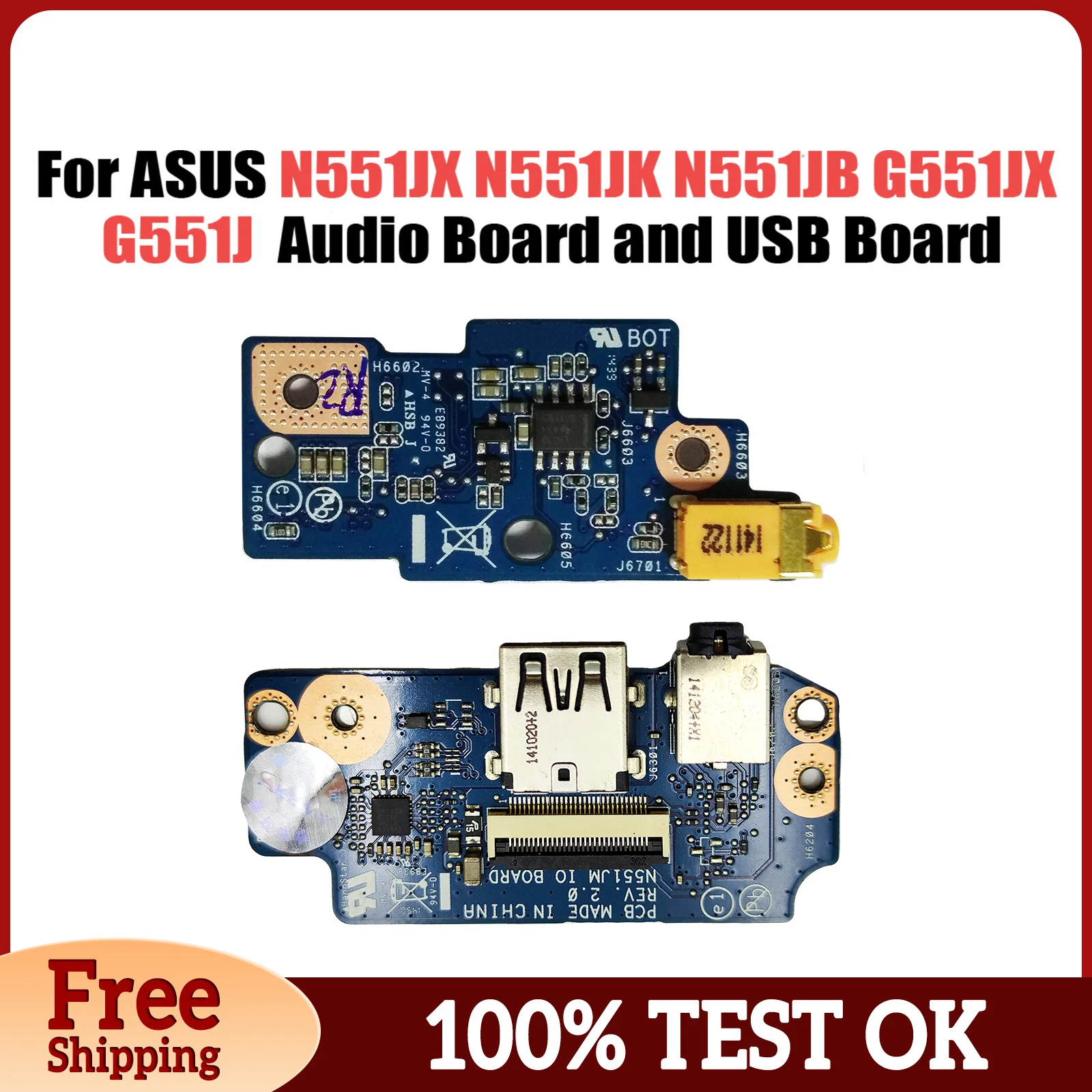 N551J For ASUS N551JX N551JK N551JB G551JX G551J G551JK Woofer Audio board and USB Board Audio Fast Ship