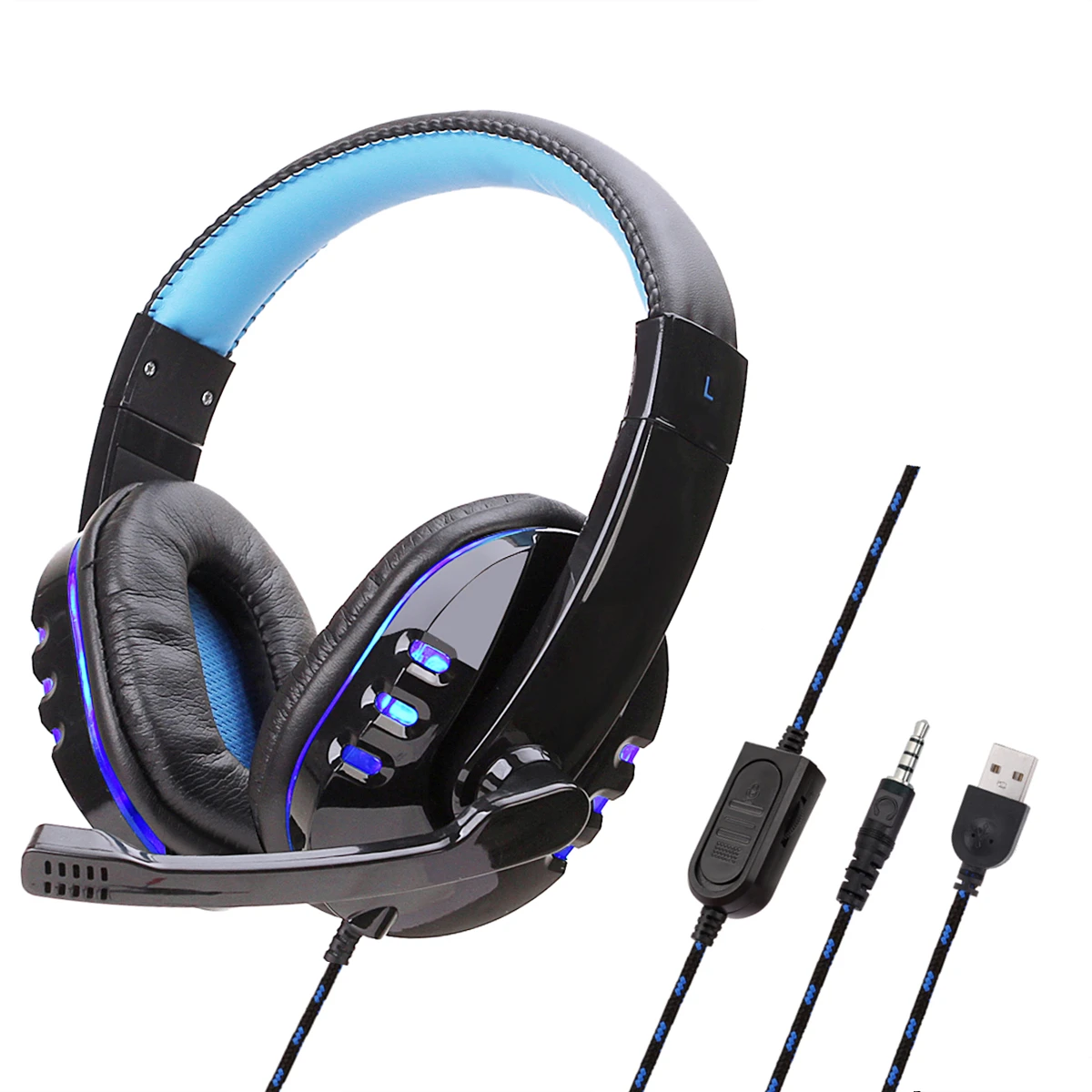 30pcs/lot Gaming Headset 3.5mm/USB Port Wired Earphones LED Light Game Headphones With Mic for Phone PS4 PC Laptop