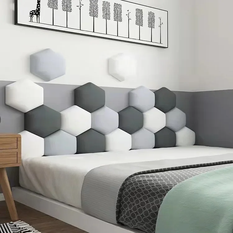 Hexagon Headboard Nordic Style Head Board Cabecero Cama 135 Bed Head Board Tete De Lit TV Wall Decor 3D Wall Stickers